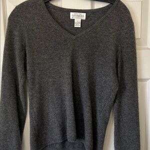 Sutton Studio Charcoal Cashmere V-Neck Sweater
